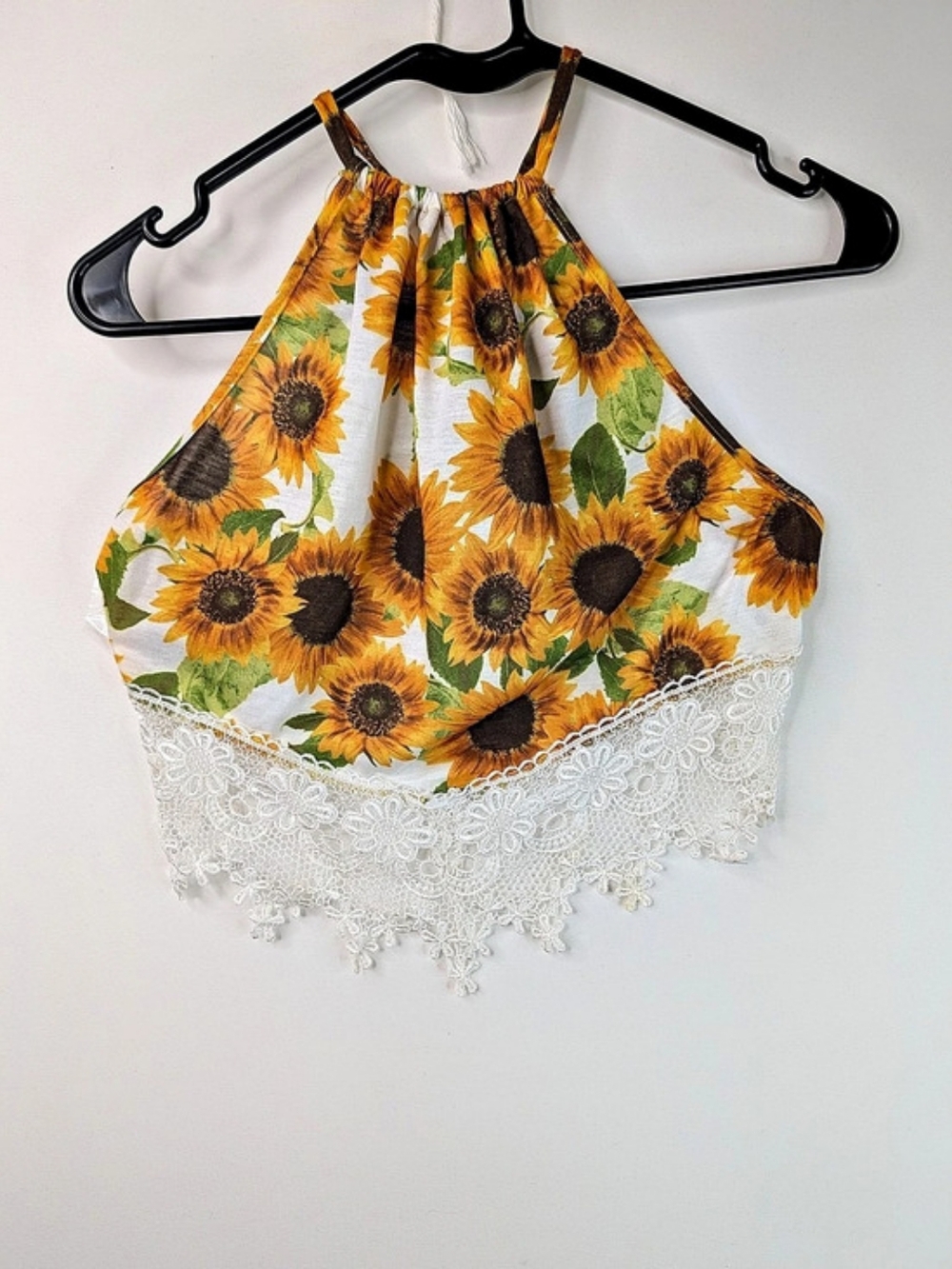 Urban Outfitters Sunflower Halter Crop Top in Yellow & White